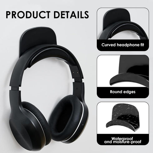 Headphone Hanger Holder Wall Mount,2Packs Headphone Hanger with Removable Self-Adhesive for Wall Desk Table Universal Gaming Headset Mount Holder,...