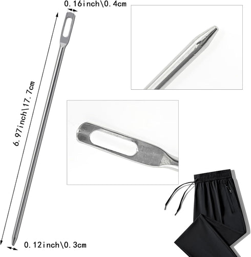 Easy Drawstring Threader Tool Metal, Quick & Easy Drawstring Threader Tool, Replacement Tool Needle for Jackets Swim Trunks Pants Sweatpants Short...