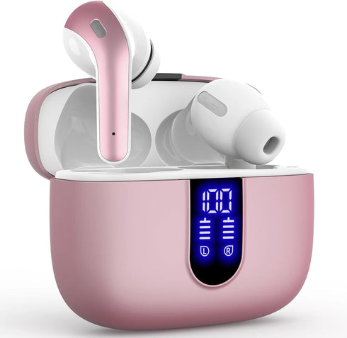 Bluetooth Headphones True Wireless Earbuds 60H Playback LED Power Display Earphones with Wireless Charging Case IPX5 Waterproof in-Ear Earbuds wit...