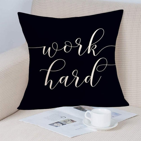 Simple Quote Black Pillow Covers 18x18 Inch Set of 4 Live Simply, Work Hard, Give Love, Dream Big Cotton Linen Cushion Cover for Home Sofa Chair D...