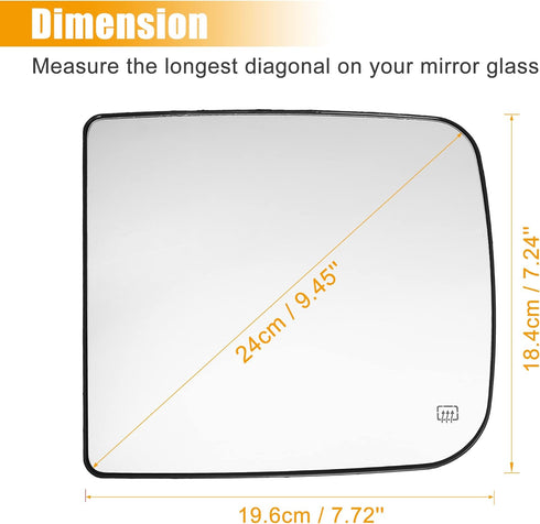 X AUTOHAUX Driver Left Side Mirror Glass Car Rearview Mirror Glass Power Heated Exterior Mirror Replacement for Ram 1500 2500 3500 2010-2015 68067...