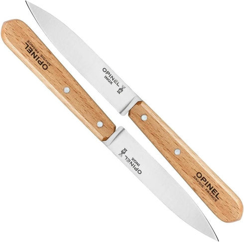 Opinel No. 112 Paring Knives 2 Piece Set, Sandvik 12C27 Steel Everyday Use Prep Knives for Chopping, Peeling, Slicing, Trimming, Stabilized Sustai...