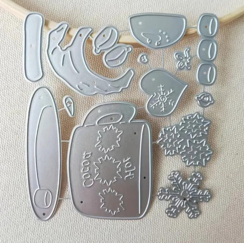 Snowman Cocoa Cup Metal Die Cuts, Christmas Snowman Cup Metal Cutting Dies Cut Stencils Card Paper Craft DIY Template Metal Cutting Dies Album Emb...