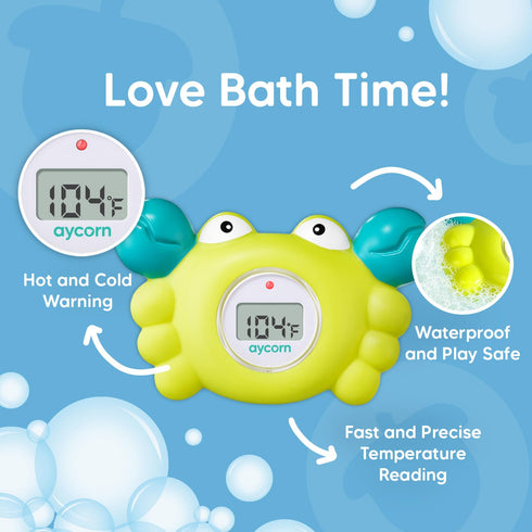 Aycorn Digital Baby Bath & Room Thermometer - Fahrenheit with LED Display & Temperature Warning - Infant Baby Bath Toys Floating Toy Thermometer...