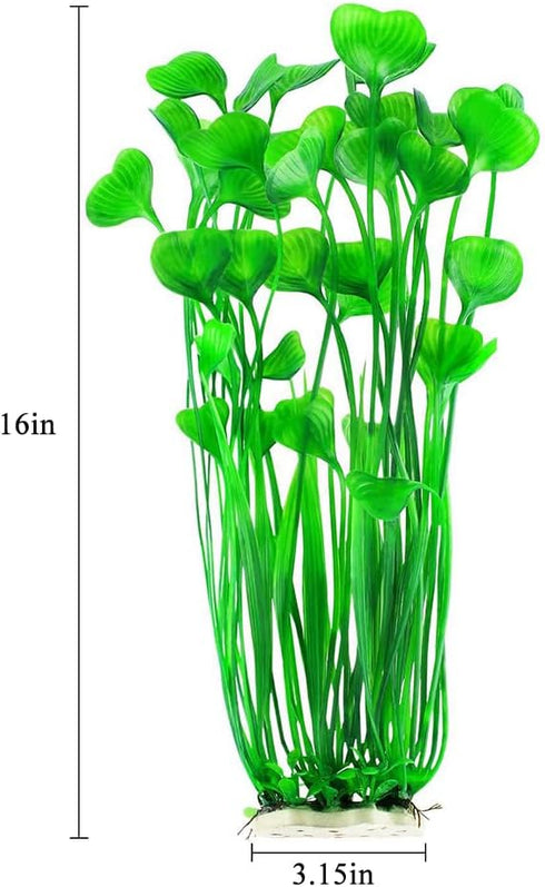Artificial Plants Decoration Ornament for Fish Tank Aquarium Plastic Plants Tall 16 inch 2 Pack (Green)...