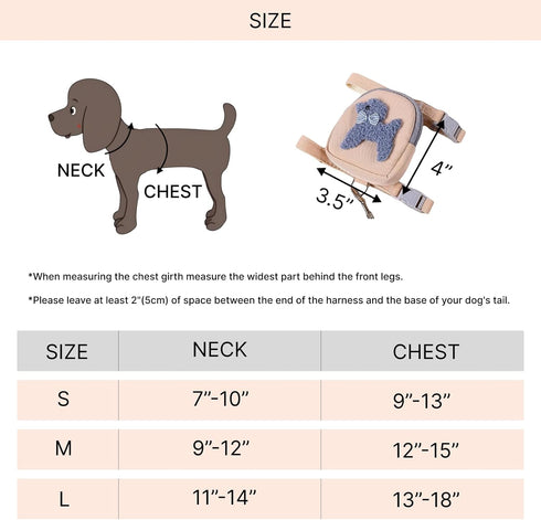 Dog Backpack Harness with Leash Pet Self Carrier Adjustable Travel Hiking Walking Harness Backpack for Small Dogs & Cats (Apricot, L)...
