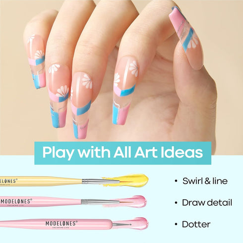 Modelones Nail Art Brush Set, Nail Art Tools with Nail Polish Brush, Nail Extension Gel Brush, Nail Liner Brush, Nail Carved Brush, Nail Dotting P...