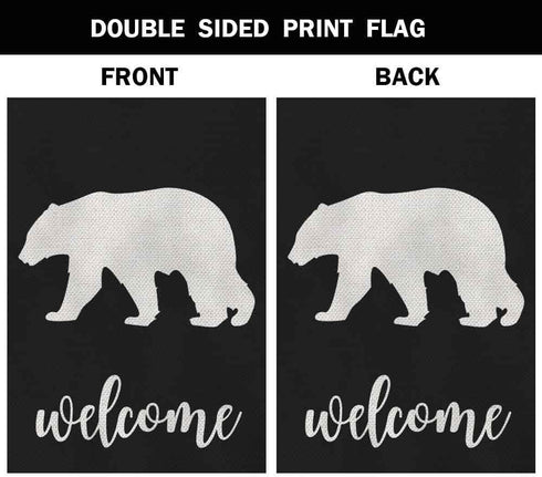 AOYEGO Bear Welcome Garden Yard Flag 12.5"x 18" Double Sided Polyester Black Background Bear House Flag Banners for Patio Lawn Outdoor Home Decor...