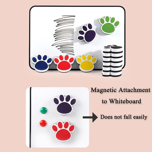 3PCS Magnetic Dry Erasers, Mini Footprint Whiteboard Eraser, Thick Felt Bottom Surface Glass Blackboard Duster, Animal Pattern Wiper for Classroom...