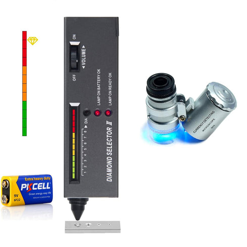 Diamond Tester Pen,High Accuracy Diamond Tester?60X Mini LED Magnifying Jeweler Tool Kit,Professional Jewelry Diamond Selector for Novice and Expe...