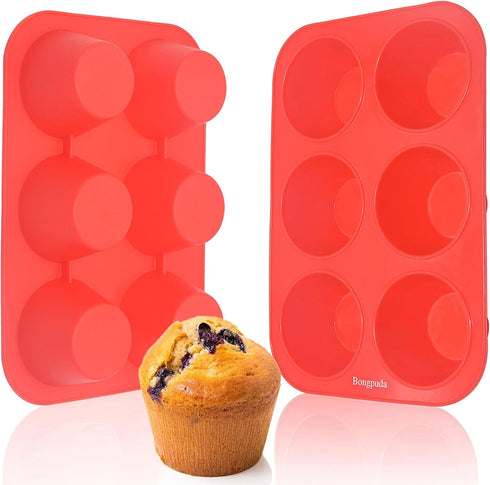 Silicone Large Muffin Pan 2 Pack,6 Cup Large Silicone Cupcake Pan,Non-Stick Jumbo Muffin Pans,Food Grade Cupcake Molds,Perfect for Egg Muffin,Big ...