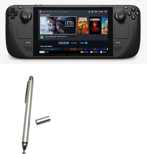 BoxWave Stylus Pen Compatible with Valve Steam Deck - DualTip Capacitive Stylus, Fiber Tip Disc Tip Capacitive Stylus Pen - Metallic Silver......