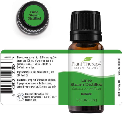 Plant Therapy Lime Steam Distilled Essential Oil 10 mL (1/3 oz) 100% Pure, Undiluted, Therapeutic Grade...