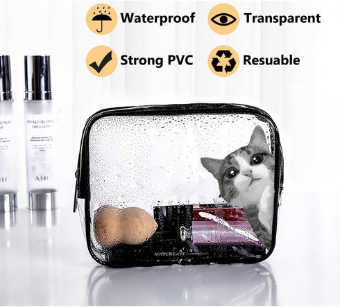 Toiletry Bags Makeup Bags & Cases Waterproof Plastic Bag Clear PVC Travel Accessories Bag Organizer for Men and Women Travel Business Bathroom (Tr...