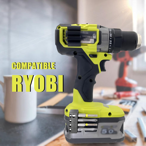 Magnetic 1/4-Inch Hex Bit Holders fit for Ryobi 18v Drill,Hex Screw Bit Storage on Side of Power Drill,Keep Bits Within Reach, Right Side...
