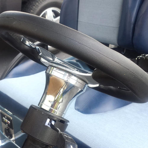 Classic Black Universal Steering Wheel and Steering Wheel Adapter Silver/Black For Club Car,EZGO and Yamaha Golf Carts. (Steering Wheel Adaptor - ...