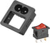 uxcell C8-8 Panel Mount Plug Adapter AC 250V 2.5A 2 Pins 1mm Buckle IEC Inlet Module Plug Power Connector Socket Straight with 3P Red Light ON-OFF...