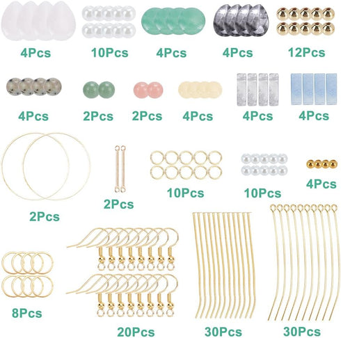 SUNNYCLUE 1 Box DIY Make 10 Pairs Stone Beads Earring Making Kit Including Stone Beads Glass Pearl Bead Bar Links Brass Linking Rings Jewelry Find...