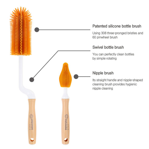Baby Bottle Cleaning Brush, Soft Brush Baby Bottle Cleaner, Silicone Brush for Bottles and Cups, Suitable for Cleaning All Bottle Types, Silicone ...
