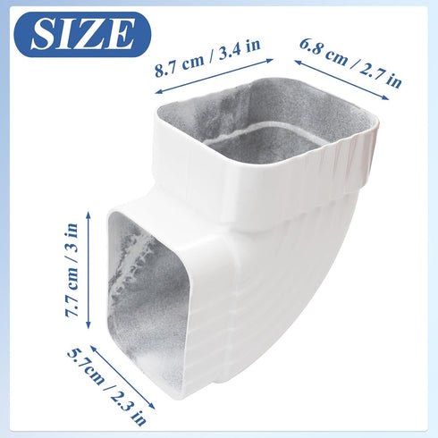 Gutter Elbow 2x3 90 Degree Downspout Elbow Gutter Connector Roofing Gutters Rainwater Drainage 90° Gutter Downspout Extension (Style B, Aluminum, ...