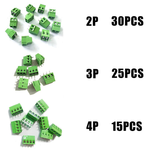 70PCS 2P 3P 4P 2.54mm/0.1inch Terminal Block Connector, PCB Mount Screw for Arduino and Home Electronics Projects 26-18AWG Cable...