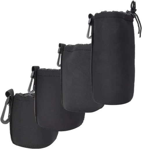 4PCS S M L XL Camera Lens Storage Bag,Portable Neoprene Black Elastic Shock Absorption DSLR Camera Lens Cover Storage Bag,4 Size Lens Pouch Set...