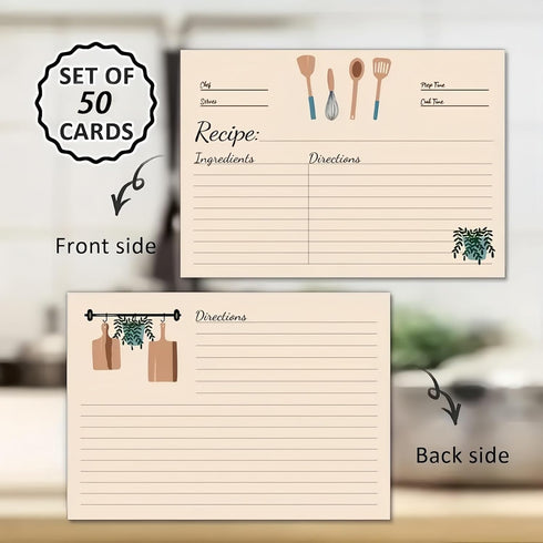 YOJO Handcrafted Recipe Box,Wooden Recipe Box With 50 Double Sided 4x6 Recipe Cards And 6 Dividers,Ideal Gift For Mother's Day,Wedding,Birthday,An...