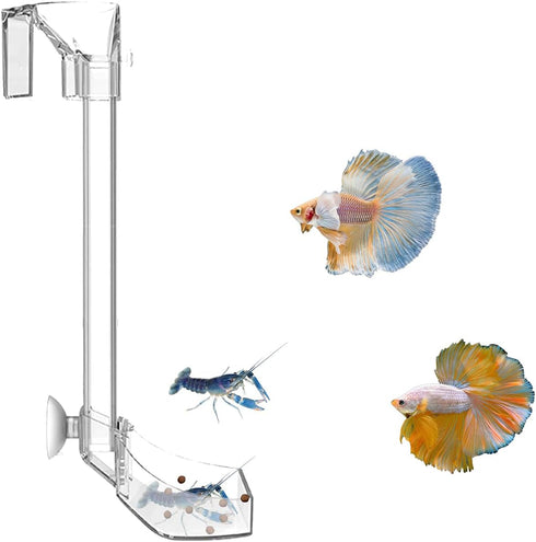 Aquarium Fish Shrimp Feeding Dish Set Clear Fish Feeder Tube and Dish with Cleaning Brush and Measuring Spoon for Feeding Shrimp and Preventing Fo...