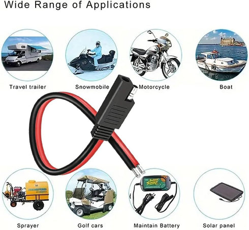 4Pcs SAE Connector 14AWG-12in 2-Pin SAE Single Plug Quick Disconnect SAE Power Extension Cord Suitable for Connecting and transmitting Solar Batte...