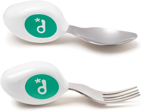 doddl Toddler Utensils, Ergonomic Fork and Spoon Set for Self Feeding, Stainless Steel Silverware for 1-3 Year Olds, BPA Free, Dishwasher Safe (Aq...