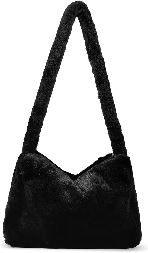Fuzzy Tote Bag Y2K Fluffy Shoulder Bag Women Furry Purse Large Cute Plush Bag Ladies Faux Fur Bag for Autumn and Winter...