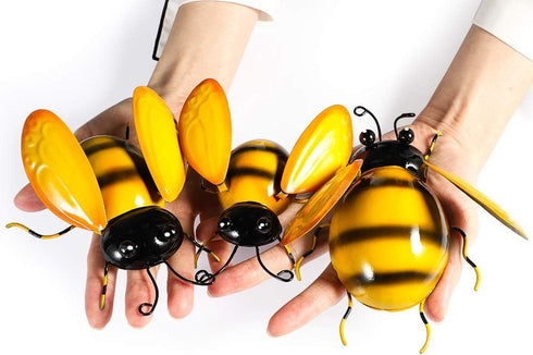 Vindar Metal Wall Art Bee Sculpture Garden Wall Art Decor Set of 3 Bee Outdoor and Indoor Decorative Art Wall Sculptures...