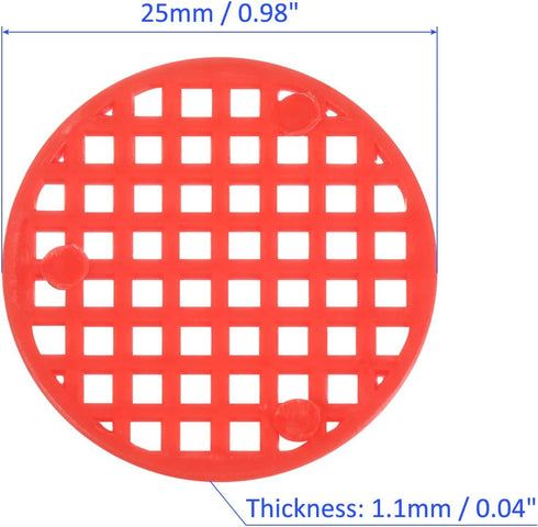 50 Pack Plant Pot Hole Mesh Pads - Round Rigid Bonsai Flowerpot Drainage Grid Screen Apply to Outdoor/Garden (2.5cm/1 Inch, Red)...