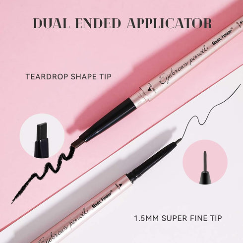 Eyebrow Pencil Double Ended, Waterproof Natural Brow Enhancing Pen, Long lasting Eye Makeup, Pack of 1, Black...