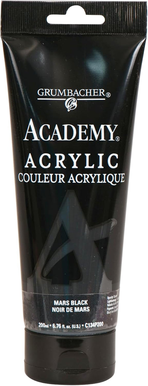 Grumbacher Academy Acrylic Paint, Gloss, 200ml/6.8 oz. Plastic Tube, Mars Black (C134P200)...