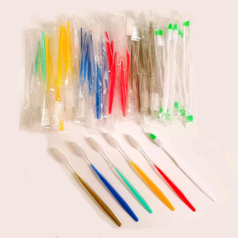 Pack of 30 Adult Beauty 6 Color Mix Toothbrush Toothpaste Dental Kit for Hotel Supplies(red 5pcs/Yellow 5pcs/White 5pcs/Blue 5pcs/Green 5pcs/Golde...
