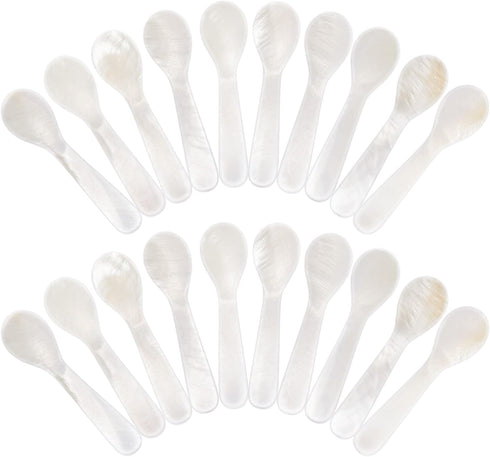 Set of Caviar Spoons Shell Spoon Mother of Pearl Caviar Spoons W Round Handle for Caviar, Egg, Ice Cream, Coffee, Restaurant Serving (20 Pieces,2....