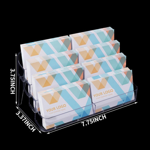 Clear Plastic Business Card Holder for Desk, Acrylic Business Card Organizer Desktop, 8 pocket Business Cards Display with 4 Tier for Office...