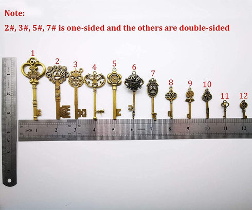 CHuangQi Vintage Skeleton Keys Set, Filigree Steampunk Keys, Antique Bronze Keys Charms Pendants, Different Style...