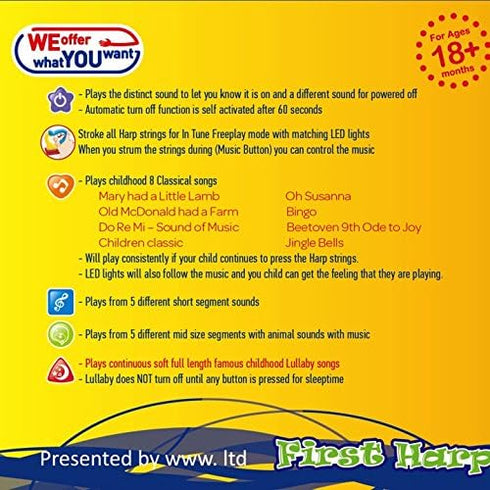 WEofferwhatYOUwant Set of 3 Trumpet, Drum and Harp Music Toys with Batteries | Musical Instruments for Baby Learning and Entertainments...