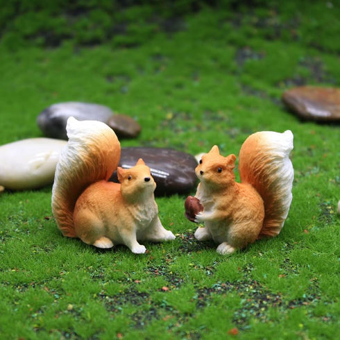 4Pcs Cute Rabbit Miniature Figurines and Cute Squirrel Decorative Fairy Garden Accessories Hand Drawn DIY Miniature Garden Decoration for Rooftop ...