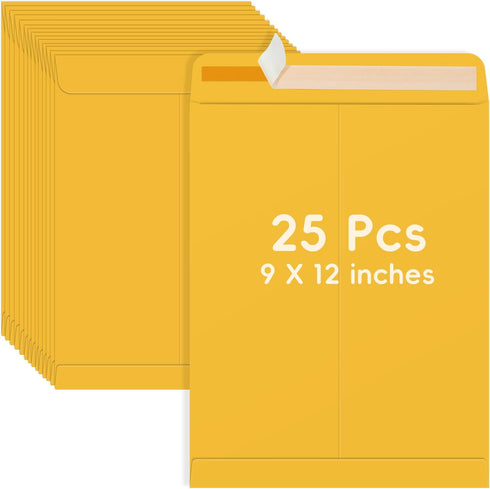25 Pack 9 x 12 Catalog Mailing Envelopes, Self-Seal Brown Kraft Manilla Envelopes for Mailing, Organize, storage, Home, Office Business...