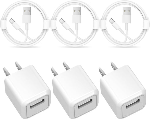 iPhone Charger - 3 Pack USB Wall Charger Cube Block Adapter with 6Ft USB Fast Charging Cable Compatible with iPhone 14 13 12 11 Pro Max XR XS X 8 ...