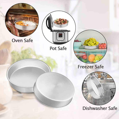 TeamFar Cake Pan Set of 2, 8 Inch Cake Pan Round Tier Tins Set Stainless Steel, Healthy & Heavy Duty, Mirror Finish & Easy Clean, Dishwasher Safe...