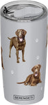 SERENGETI Chocolate Labrador 20 Oz. Stainless Steel, Vacuum Insulated Tumbler with Spill Proof Lid - 3D Print - Insulated Travel mug for Hot or Co...