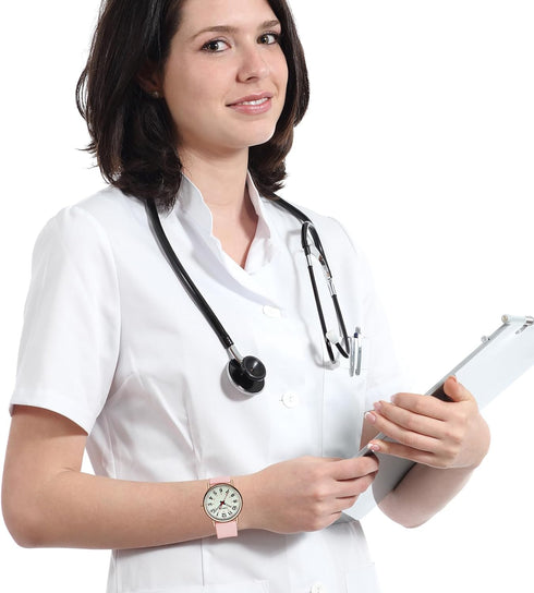 Waterproof Analog Nurse Watch for Nurses,Students,Medical Professionals,Women Men,with Luminouse Easy Read Dial,Military Time,Second Hand and 24 H...