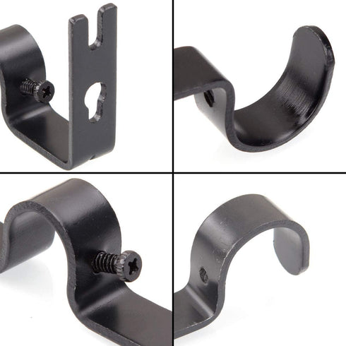 12 PCS Double Curtain Rod Brackets, Heavy Duty Curtain Rod Holder for Double Rod, Black Curtain Rod Hanging Brackets Wall Mount for Home Office...