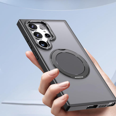 360° Rotation Magnetic Stand for Samsung Galaxy S22 Ultra/S23 Ultra Case with 2 Screen Protectors, Compatible with Magsafe, Military-Grade Drop Pr...