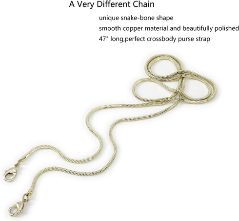 Small Square Copper Purse Shoulder Cross Body Handbag Bag Chains Strap Replacement(Light Gold, 47'')...