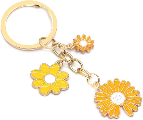 Keychains Charms for Women, Cute Daisy Bag Charm Flowers Key Chain Car Key Ring Pendant for Purse Handbag Bags Decor...